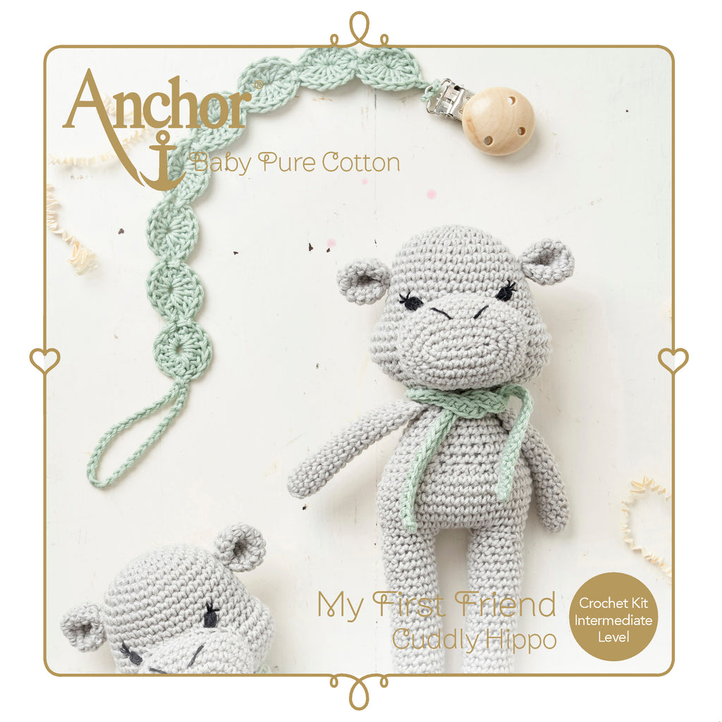 Set of 3 Crochet Kits: Baby Pure Cotton: Amigurumi Sheep, Hippo & Rabbit