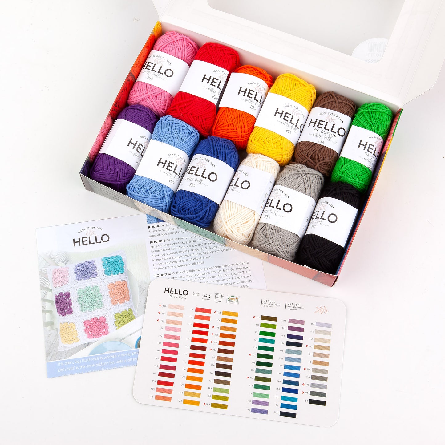 Hello Cotton Yarn - 12 x 25g Ball Collection - ASSORTMENT