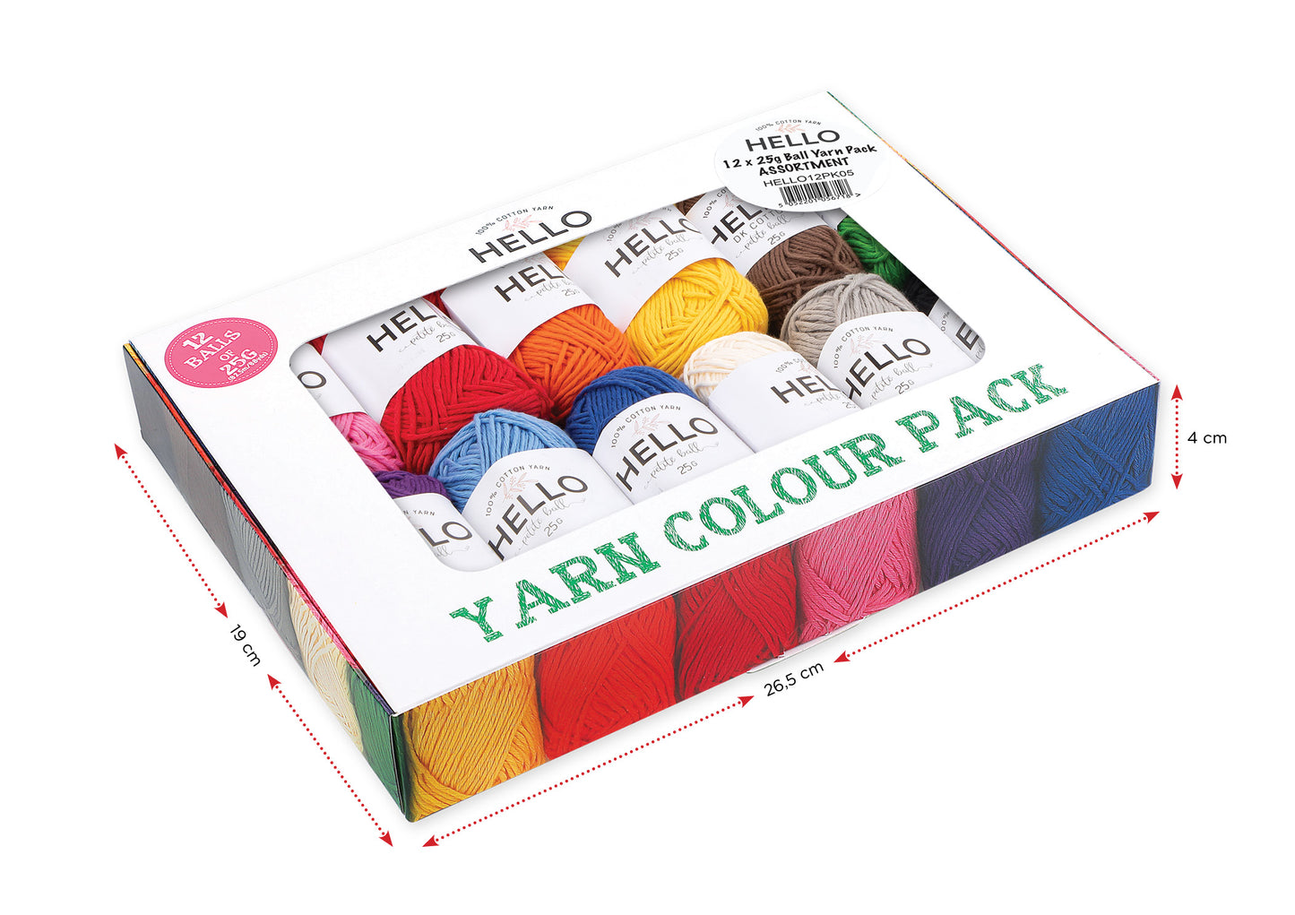 Hello Cotton Yarn - 12 x 25g Ball Collection - ASSORTMENT