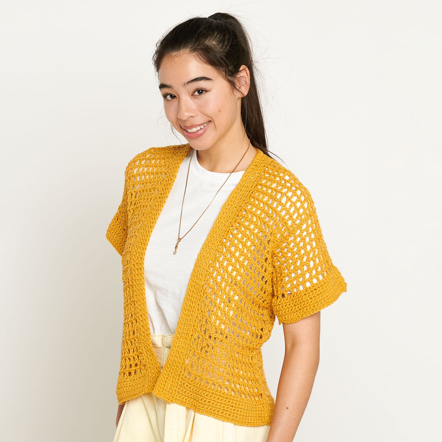 CROCHET KIT - Bernat Softee Cotton We Mesh Well Crochet Cardigan - Up To 2/3 XL
