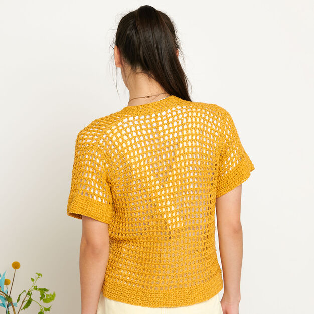 CROCHET KIT - Bernat Softee Cotton We Mesh Well Crochet Cardigan - Up To 2/3 XL