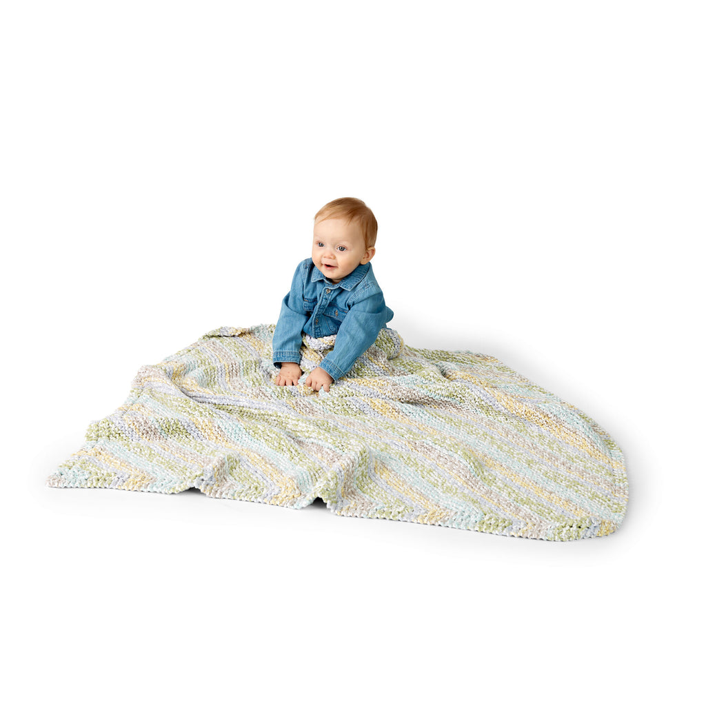 KNITTING PATTERN DOWNLOAD - Bernat Baby Marly Diagonal Stripes Knit Baby Blanket
