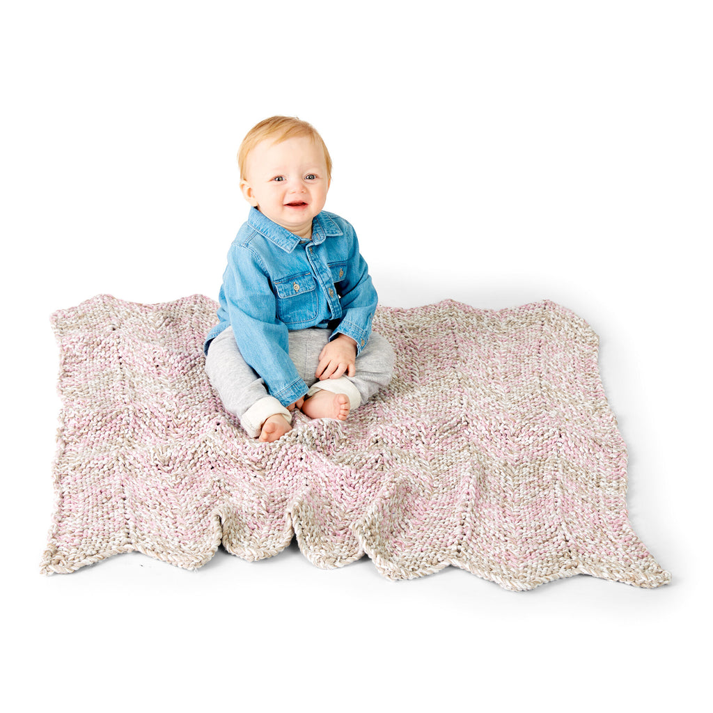 KNITTING PATTERN DOWNLOAD - Bernat Baby Marly Chevron Stripes Knit Baby Blanket