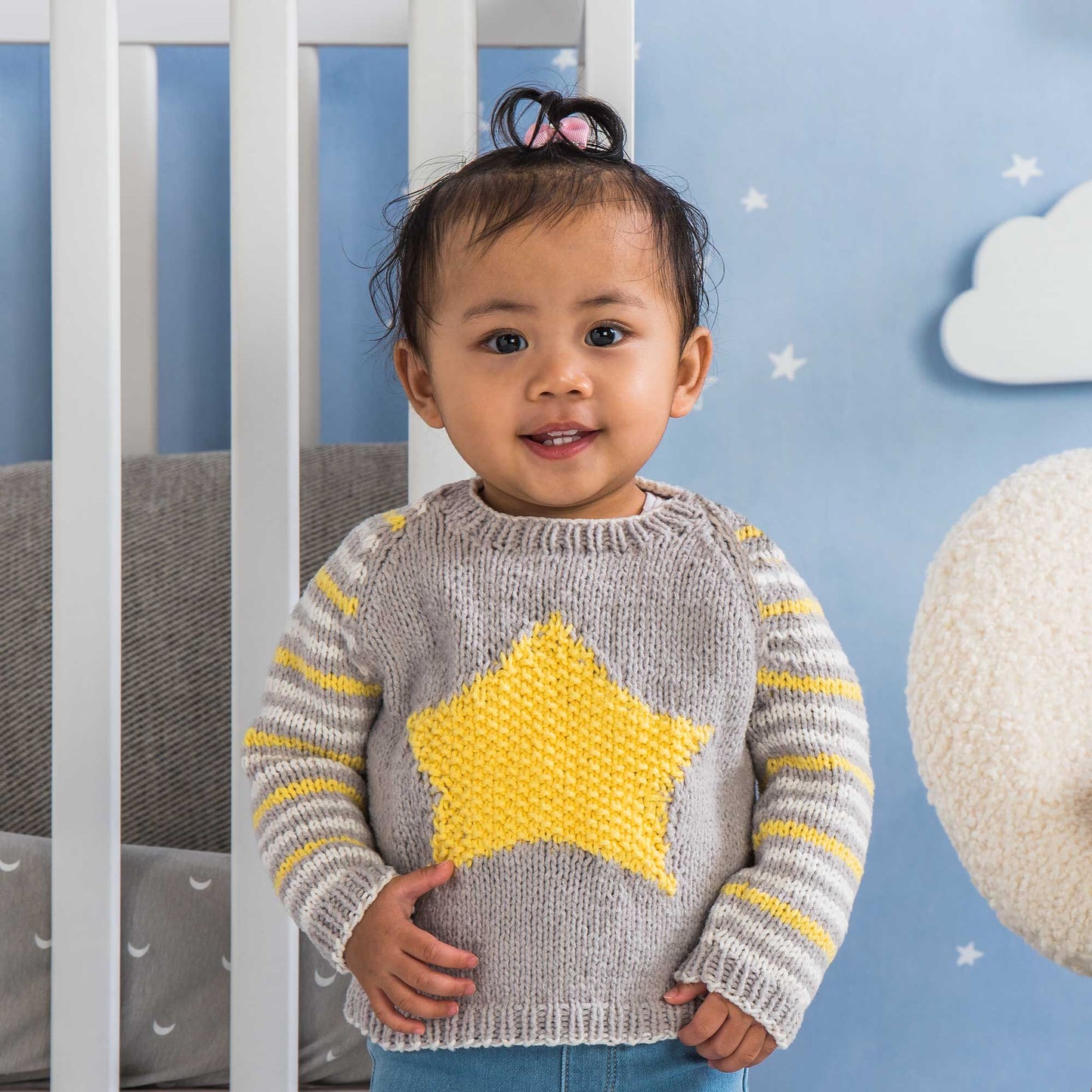 KNITTING PATTERN DOWNLOAD - Bernat Star Knit Baby Pullover