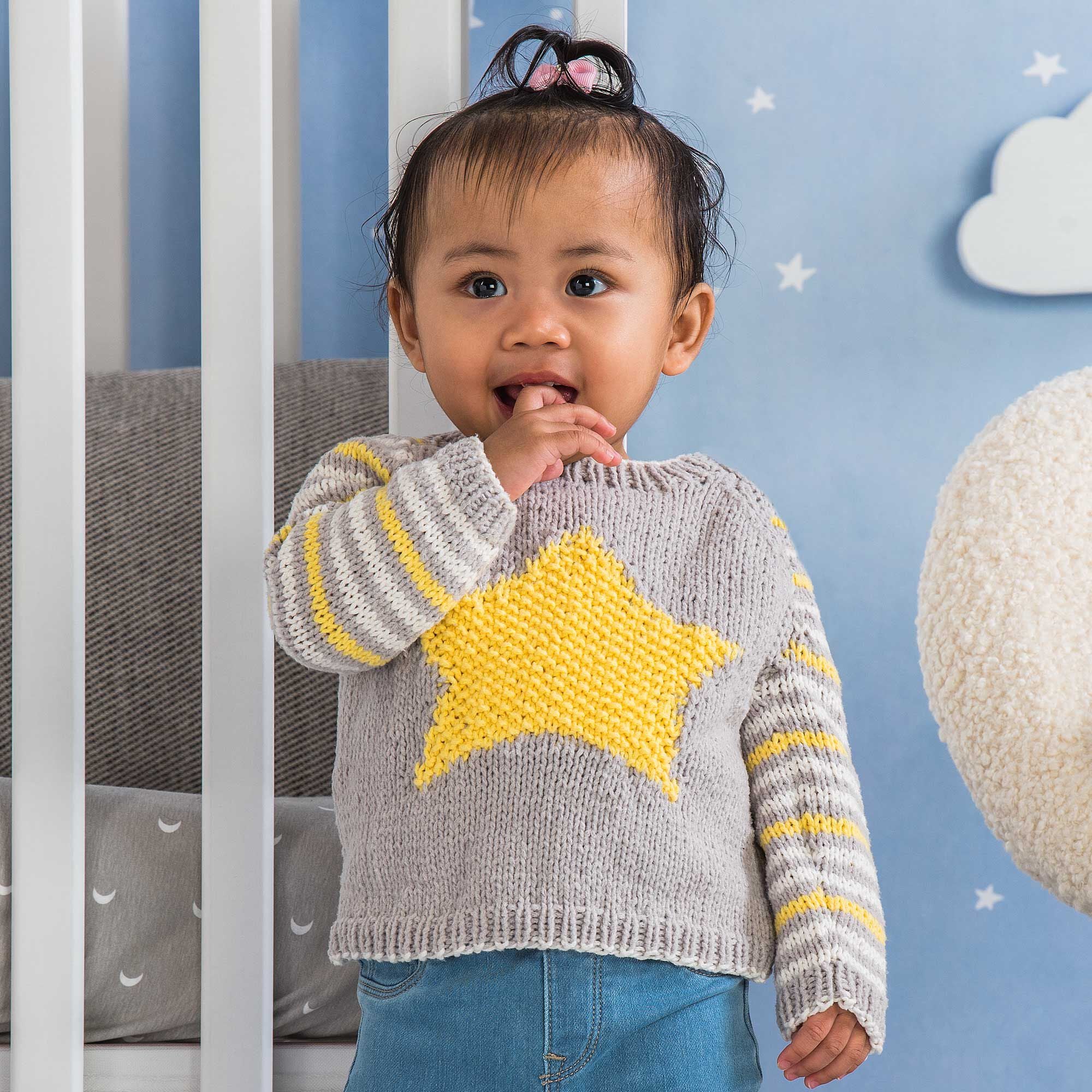 KNITTING PATTERN DOWNLOAD - Bernat Star Knit Baby Pullover
