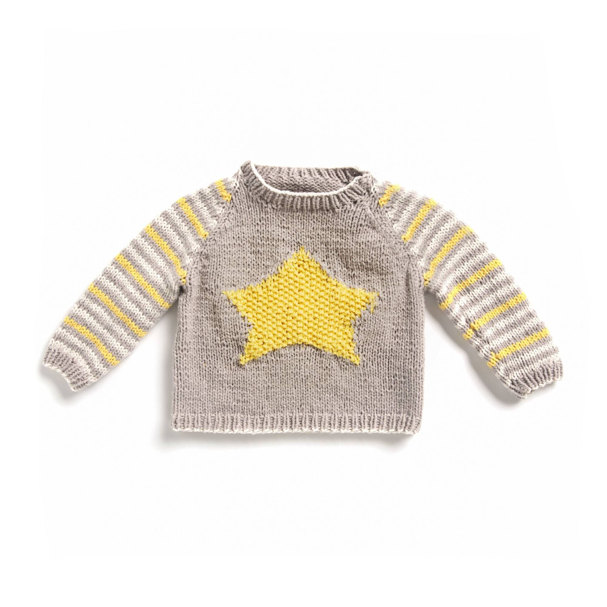 KNITTING PATTERN DOWNLOAD - Bernat Star Knit Baby Pullover