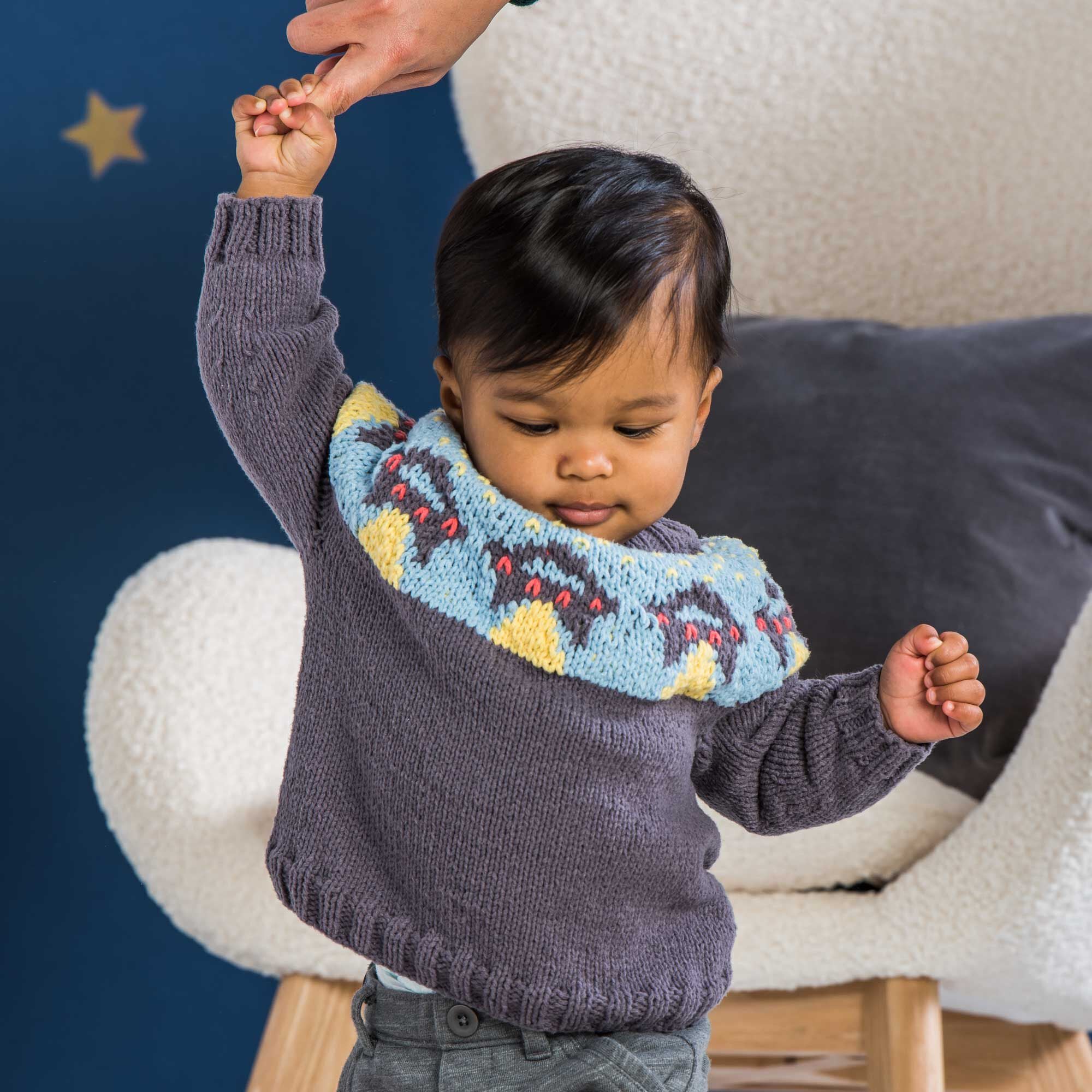 KNITTING PATTERN DOWNLOAD - Bernat UFO Yoke Knit Sweater