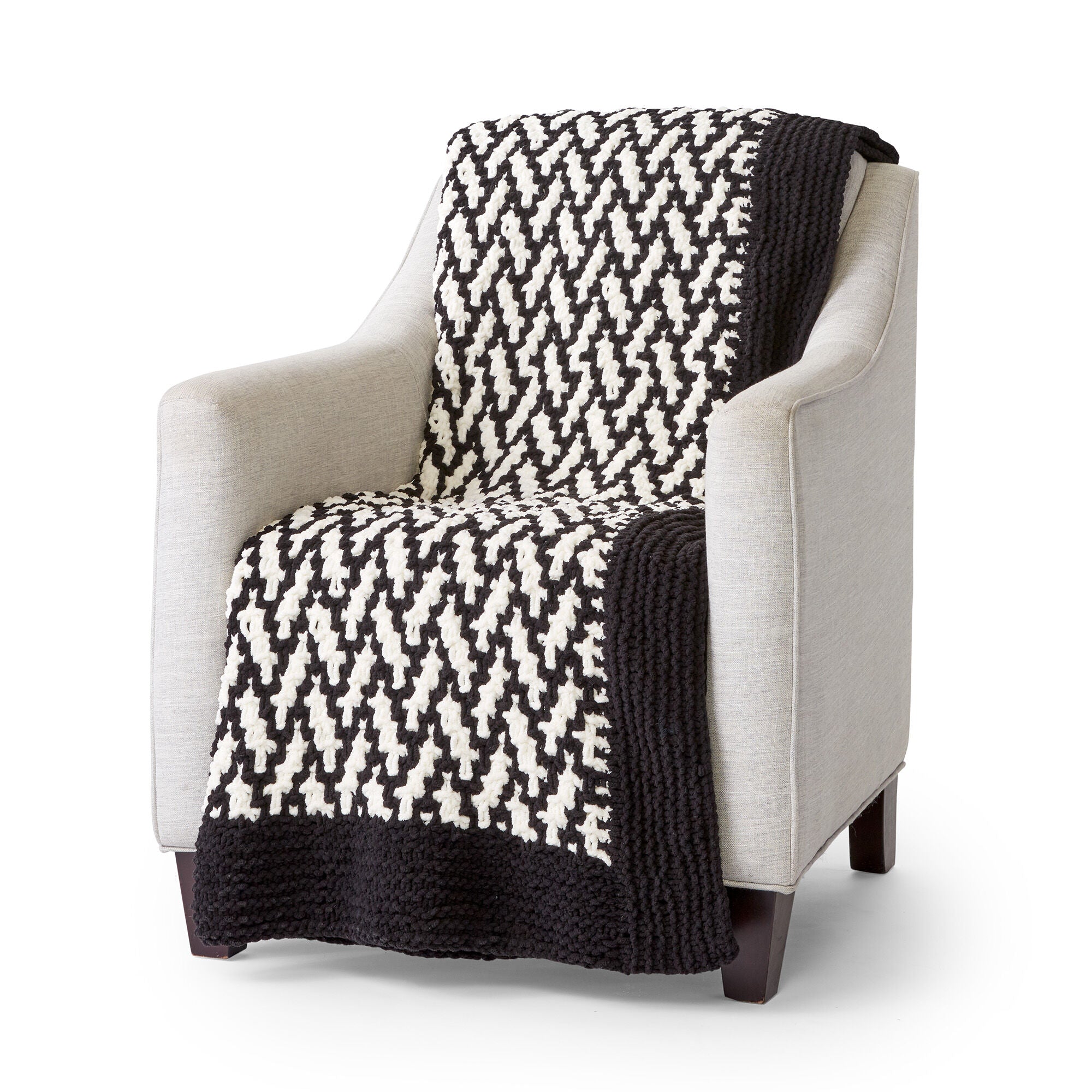 KNITTING PATTERN DOWNLOAD - Bernat Mosaic Herringbone Knit Throw