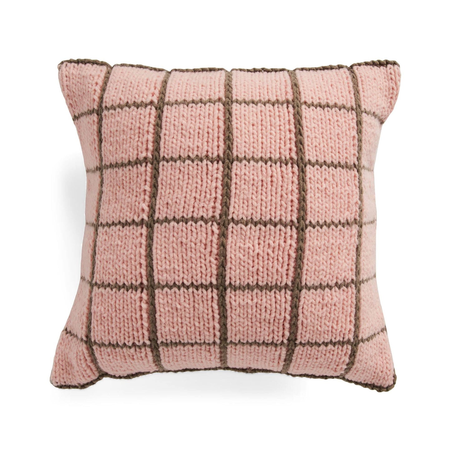 KNITTING PATTERN DOWNLOAD - Bernat Forever Fleece Knit Windowpane Pillow
