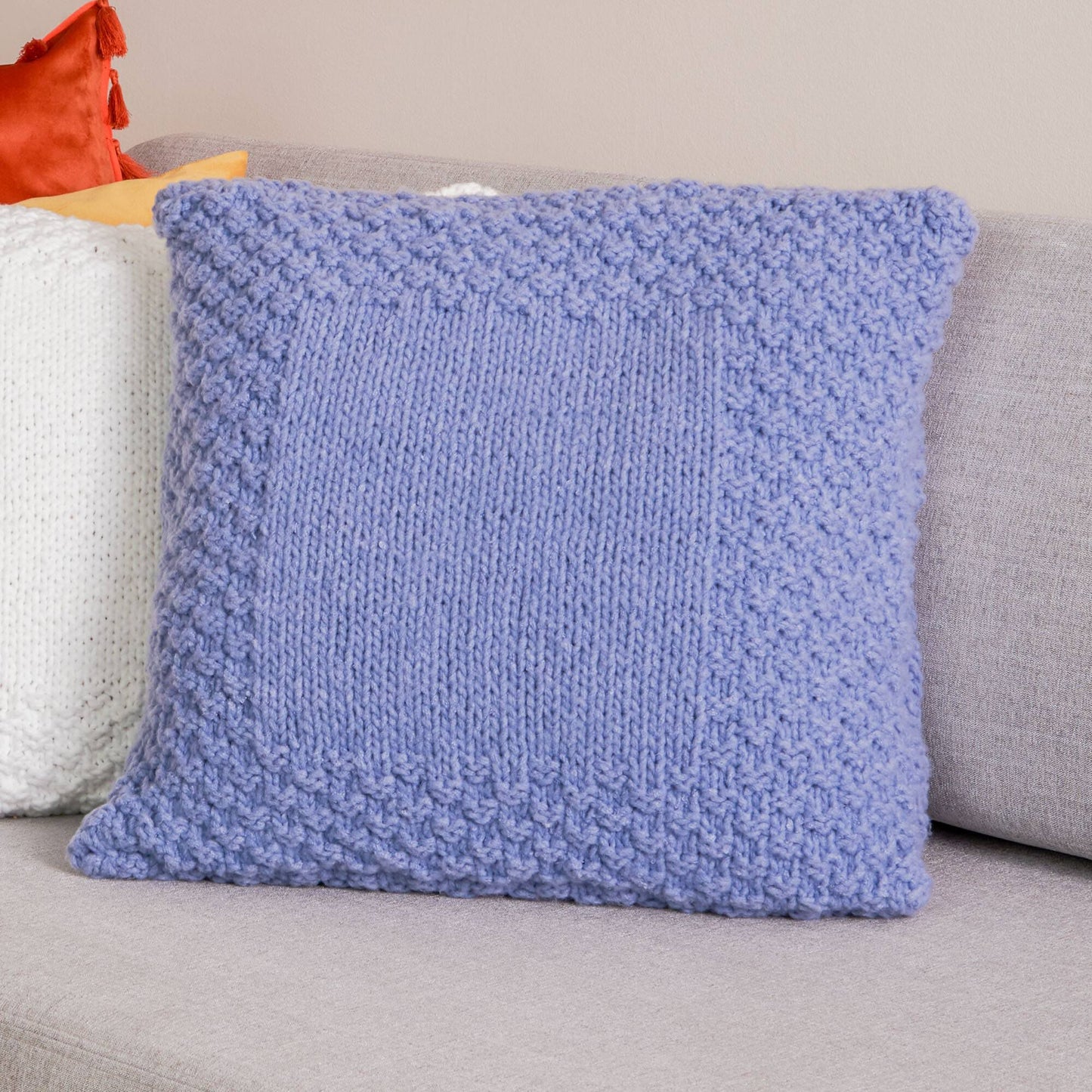 KNITTING KIT - Bernat Check Border Knit Pillow - Juniper