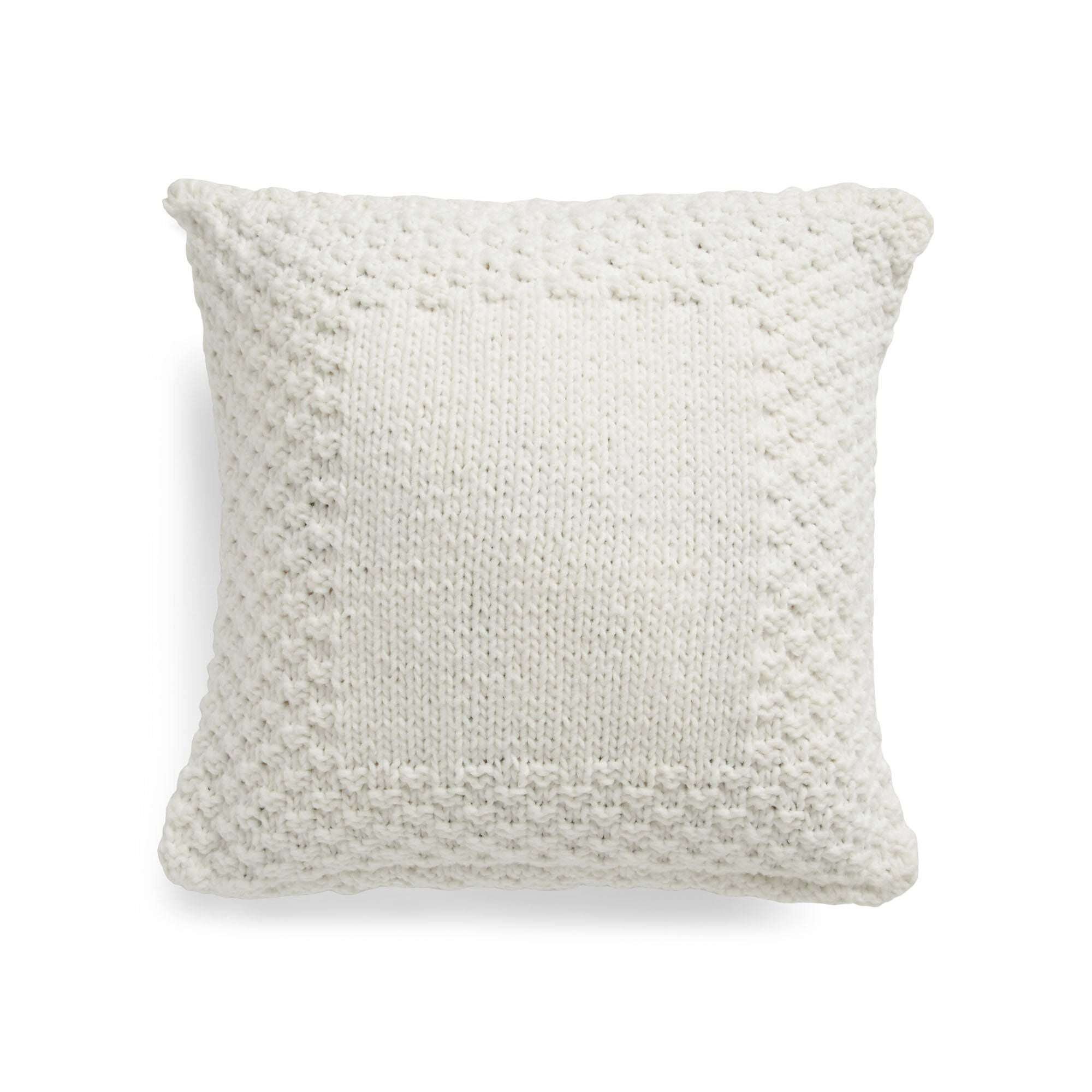 KNITTING PATTERN DOWNLOAD - Bernat Forever Fleece Check Border Knit Pillow