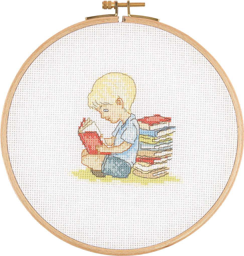 Counted Cross Stitch Hoop Kit - E2003 - Bookworm Boy