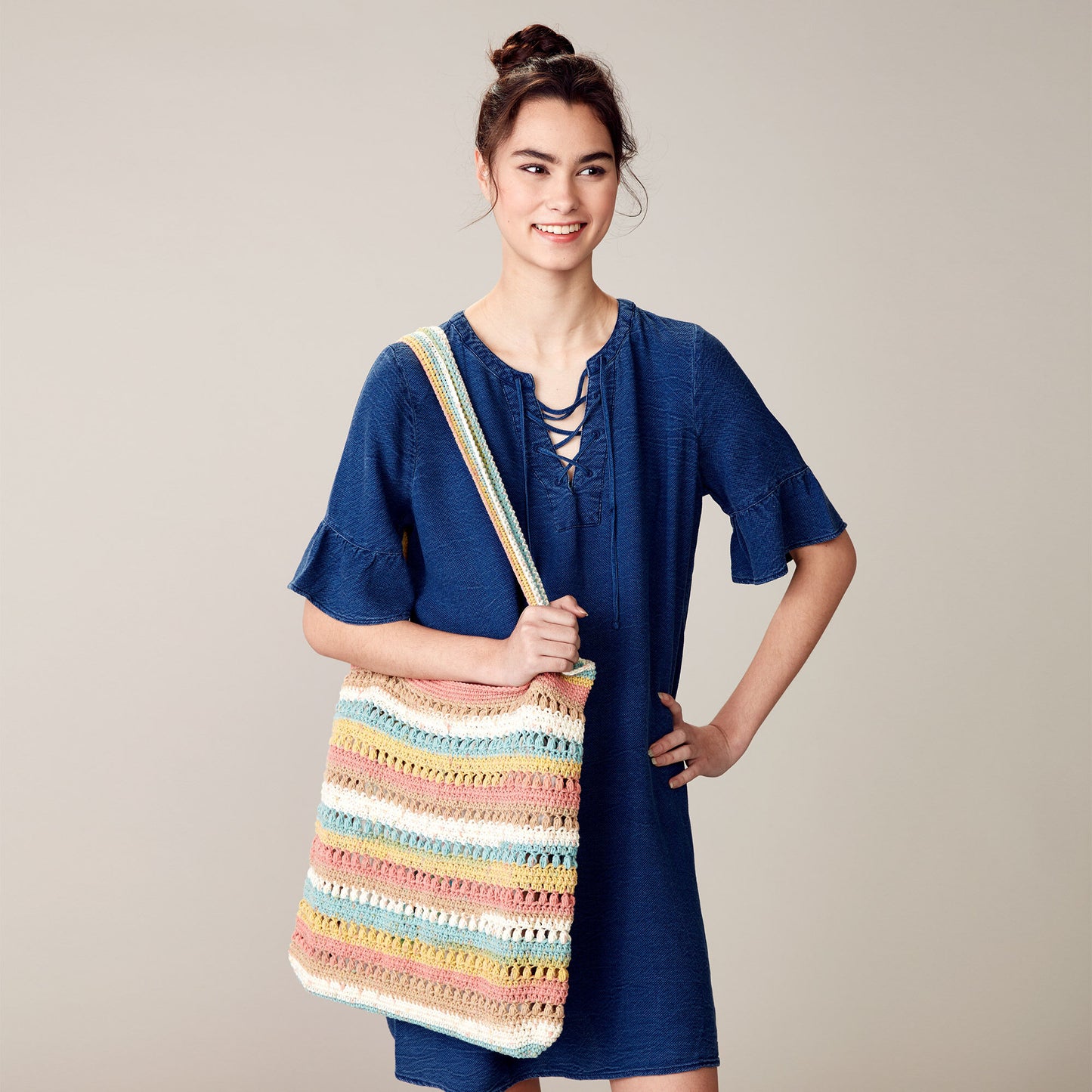 CROCHET KIT - Caron Cotton Cakes Crochet Textured Tote