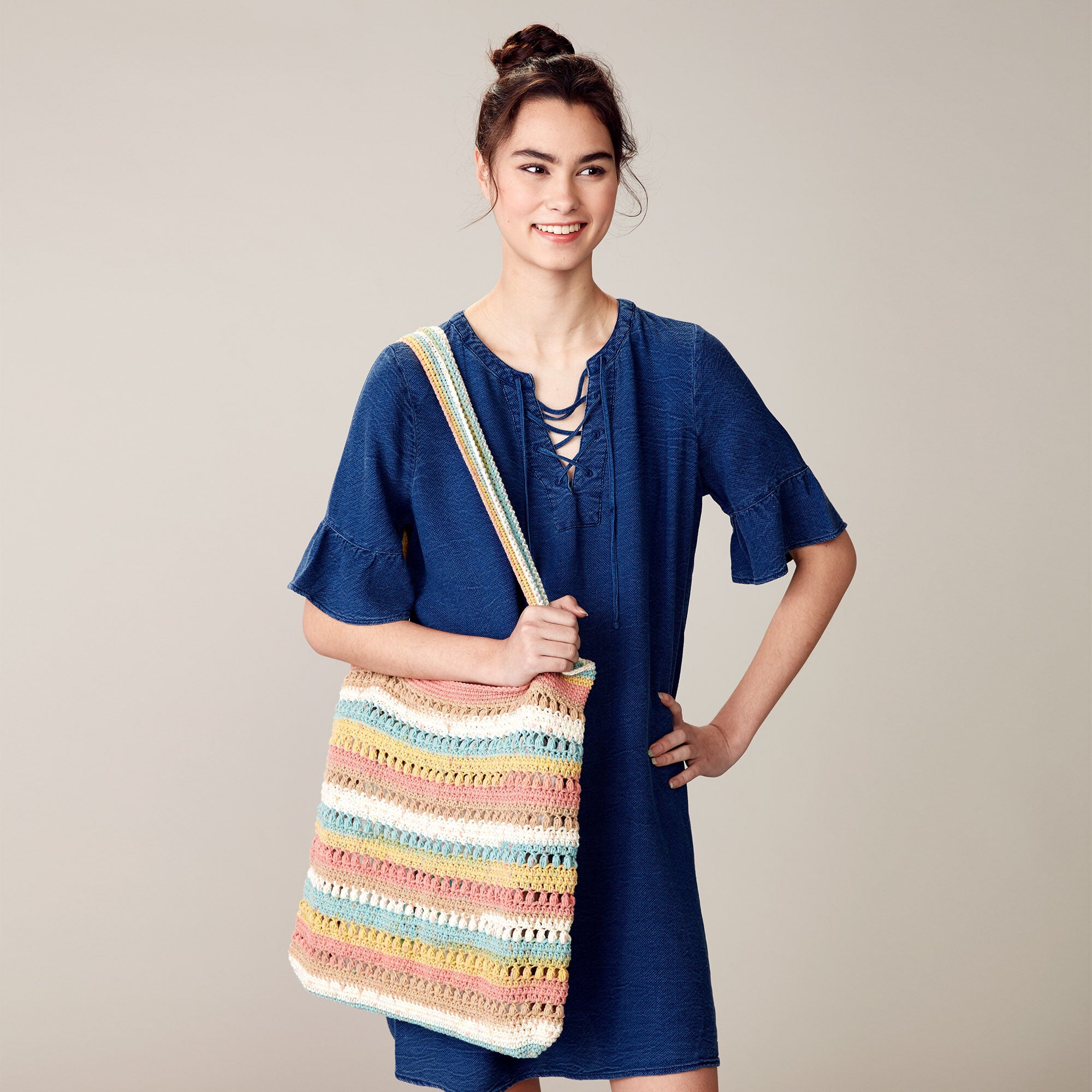 CROCHET KIT - Caron Cotton Cakes Crochet Textured Tote