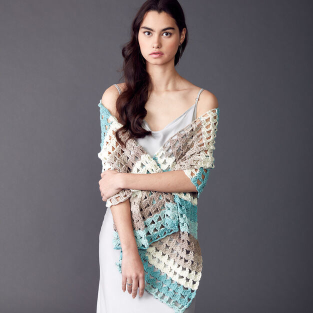 CROCHET KIT - Caron Cotton Cakes Crochet Shell Shawl