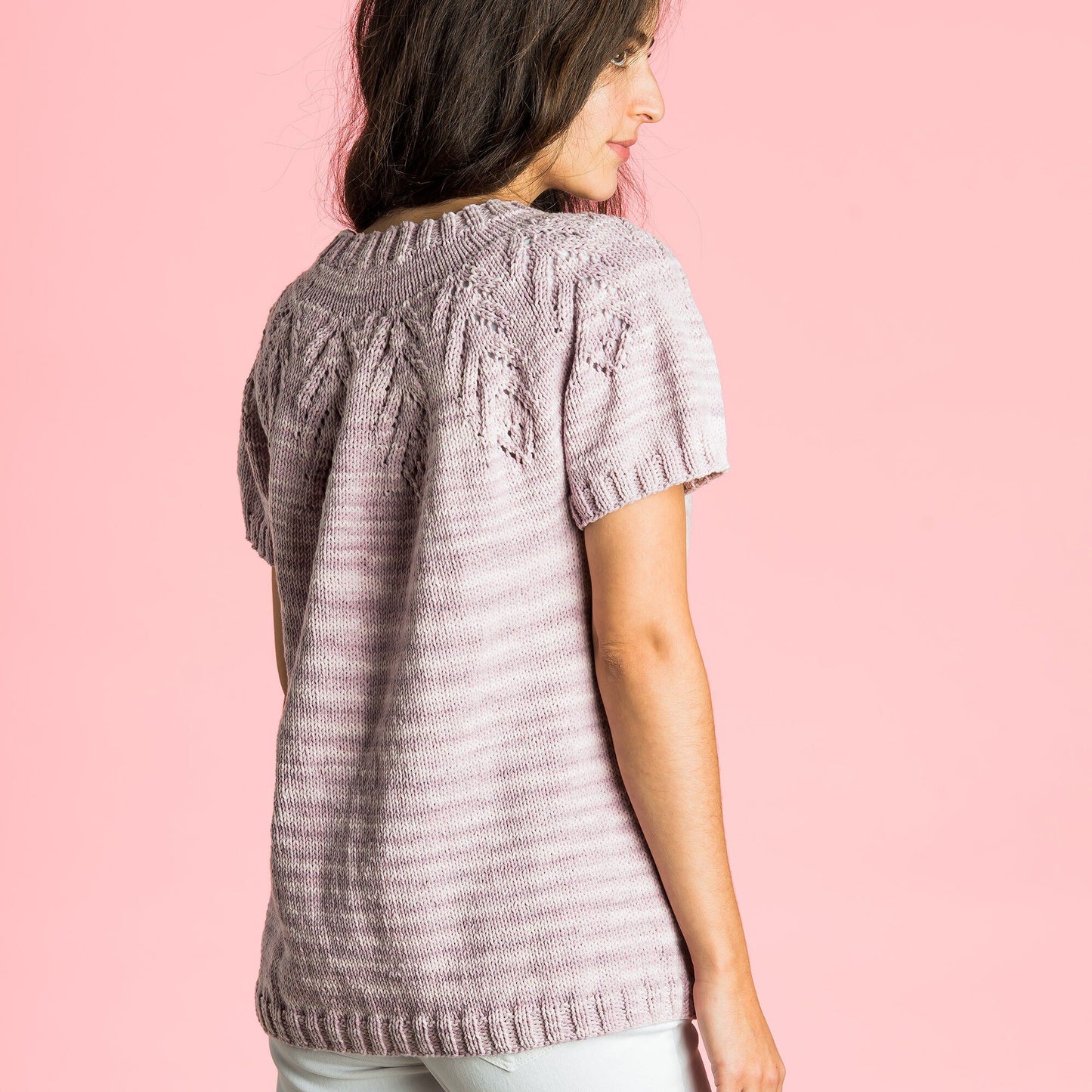KNITTING PATTERN DOWNLOAD - Caron Knit Lace Yoke Tee