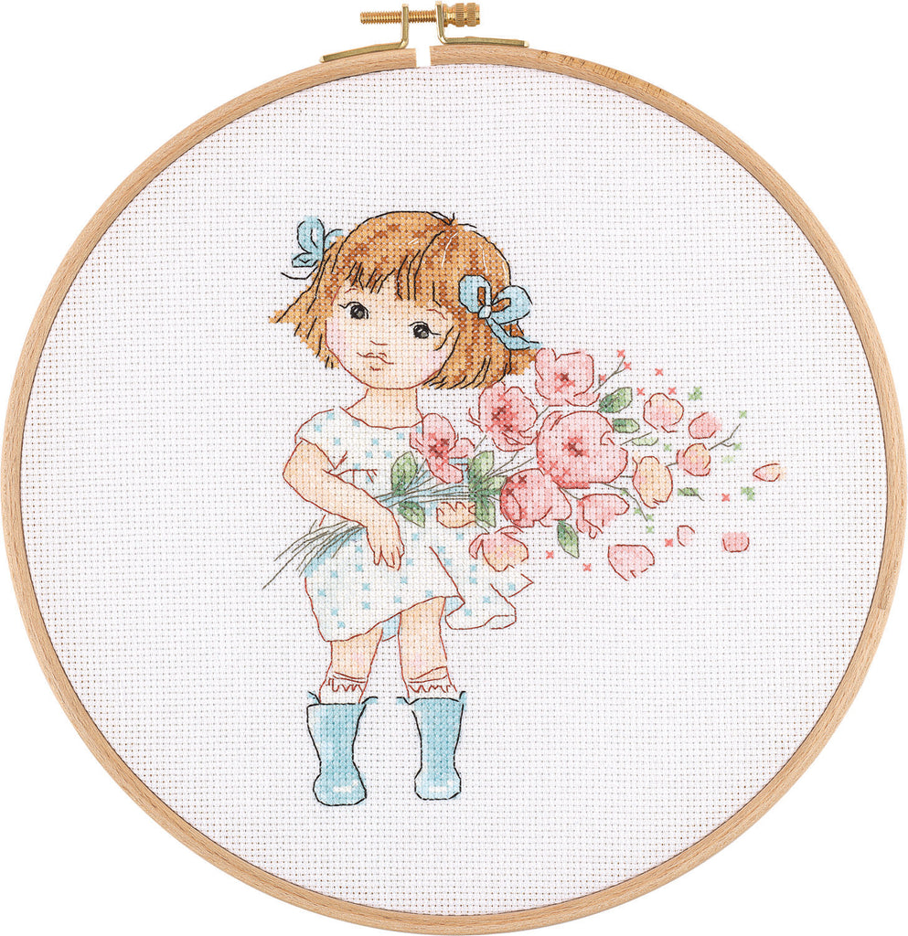 Counted Cross Stitch Hoop Kit - E2601 - Chloe & Flowers