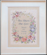 Stamped Cross Stitch Kit: Wedding Record: Two Hearts
