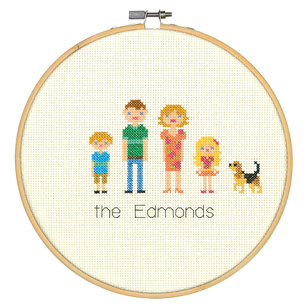 Counted Cross Stitch Kit with Hoop: All in the Family