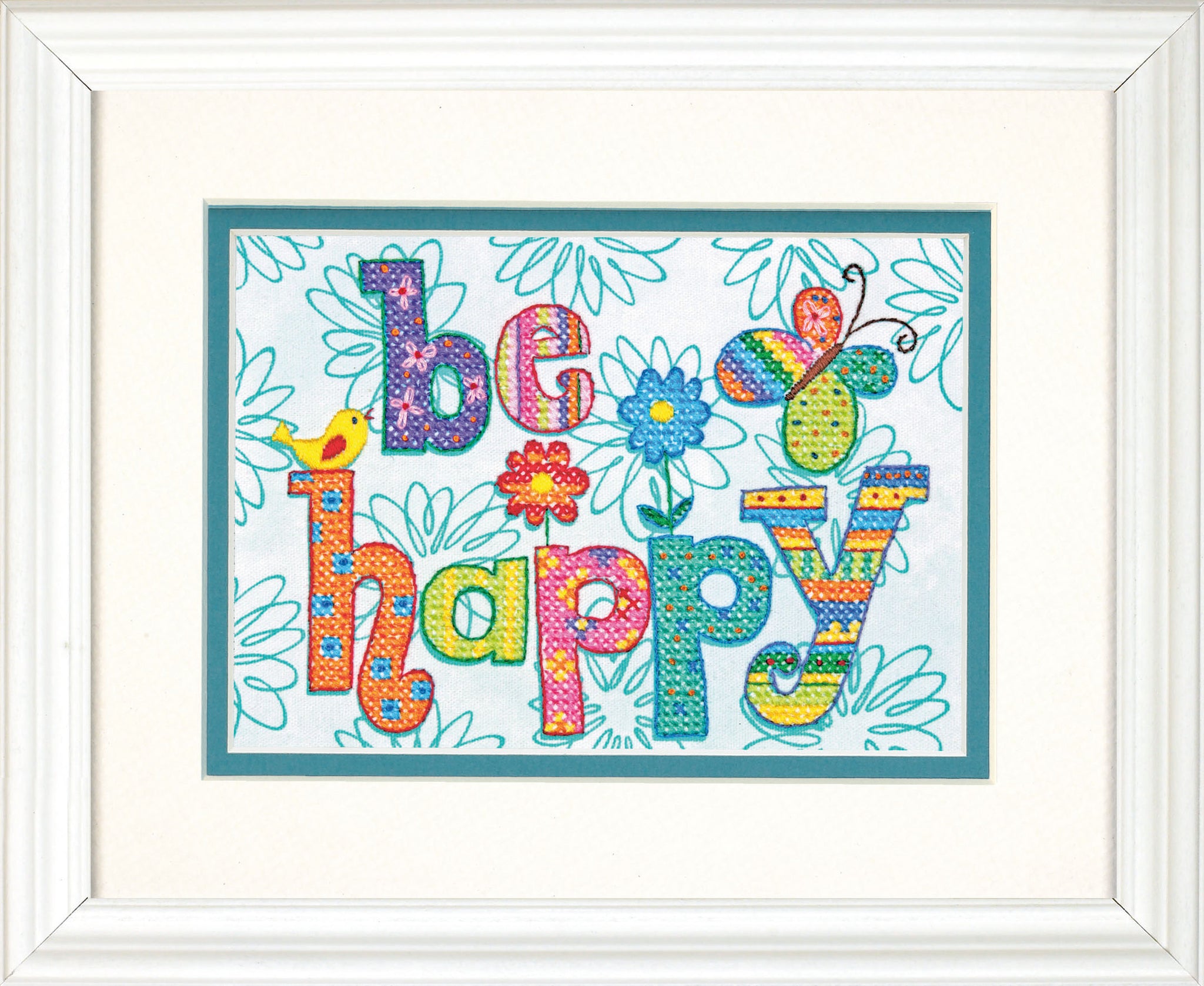 Stamped Cross Stitch Kit: Be Happy