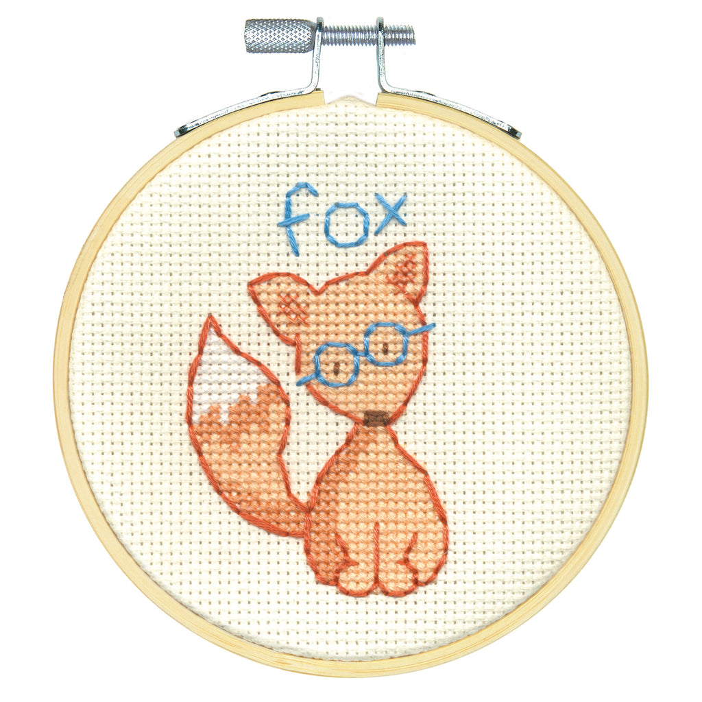 Counted Cross Stitch Kit with Hoop: Clever Fox