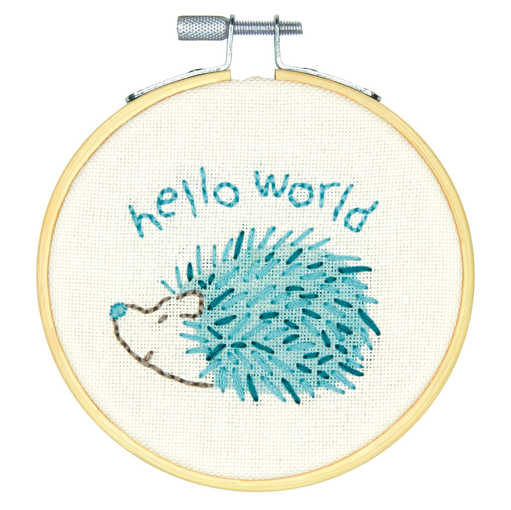 Embroidery Kit with Hoop: Crewel: Hello Hedgehog
