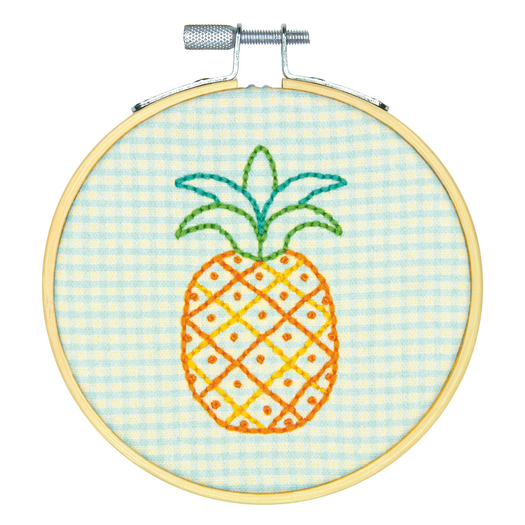 Embroidery Kit with Hoop: Crewel: Pineapple Pattern