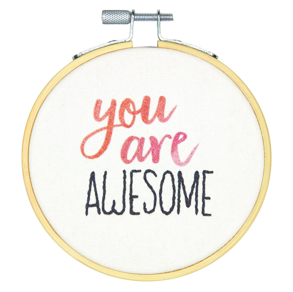 Embroidery Kit with Hoop: Crewel: You Are Awesome