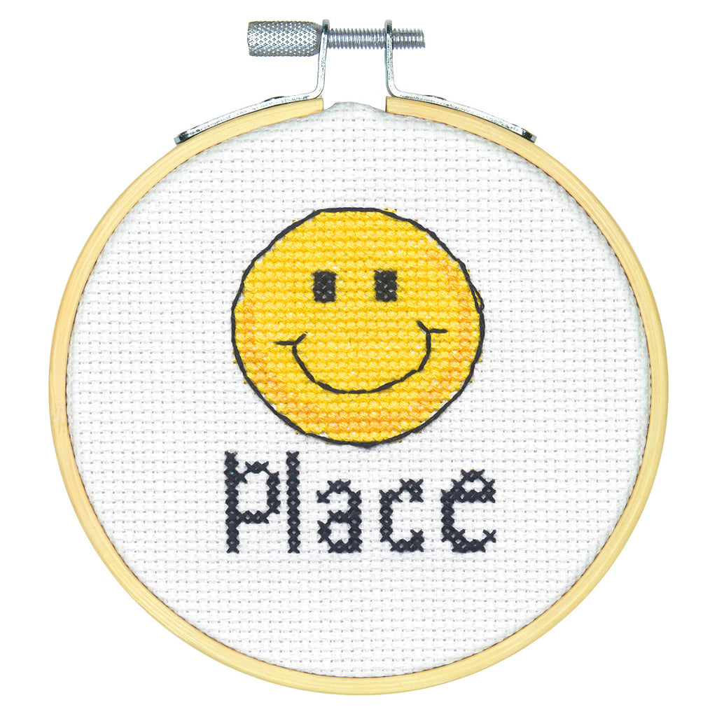 Counted Cross Stitch Kit with Hoop: Happy Place
