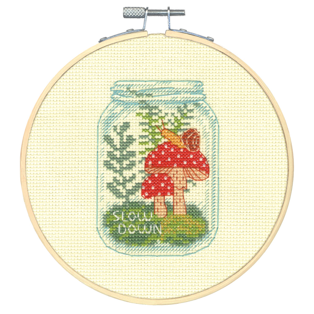Counted Cross Stitch Kit with Hoop: Slow Down