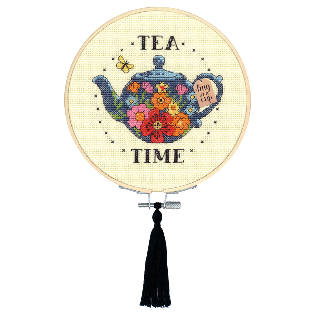 Counted Cross Stitch Kit with Hoop: Tea Time