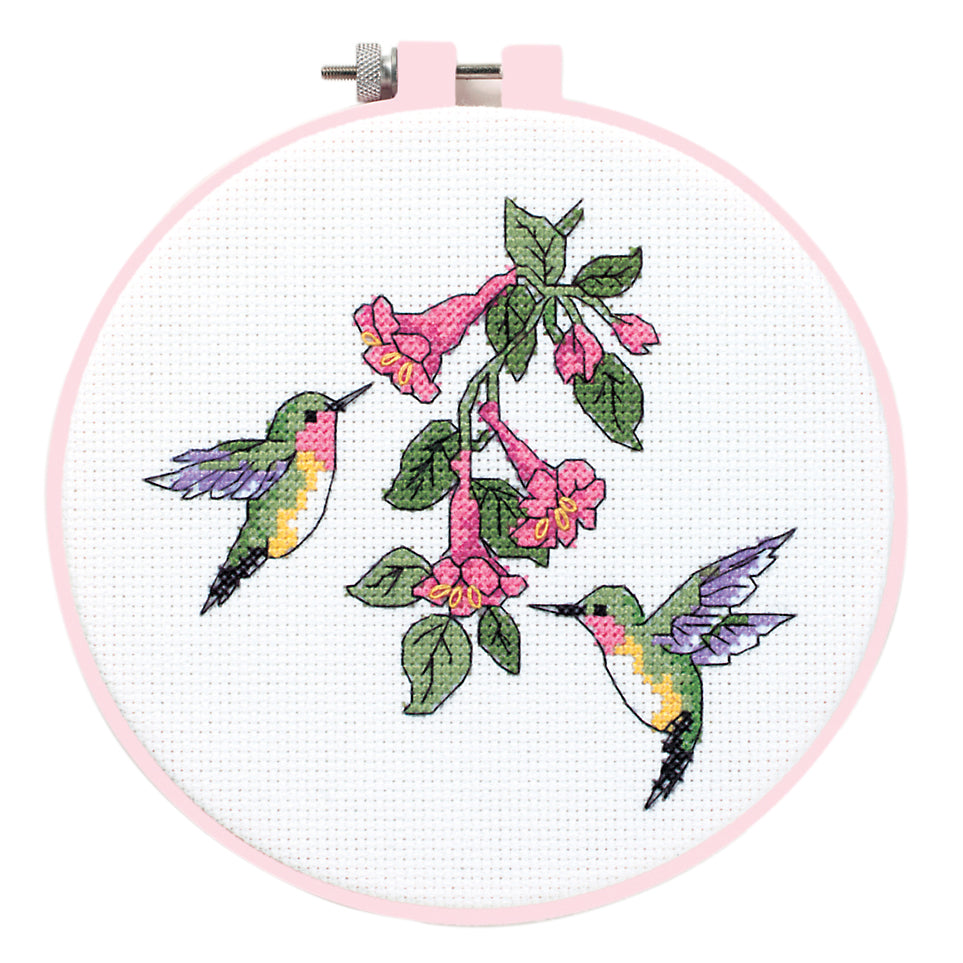 Learn-a-Craft: Counted Cross Stitch Kit with Hoop: Hummingbird Duo