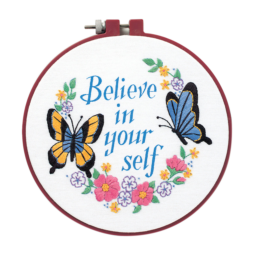 Learn-a-Craft: Embroidery Kit with Hoop: Crewel: Believe in Yourself