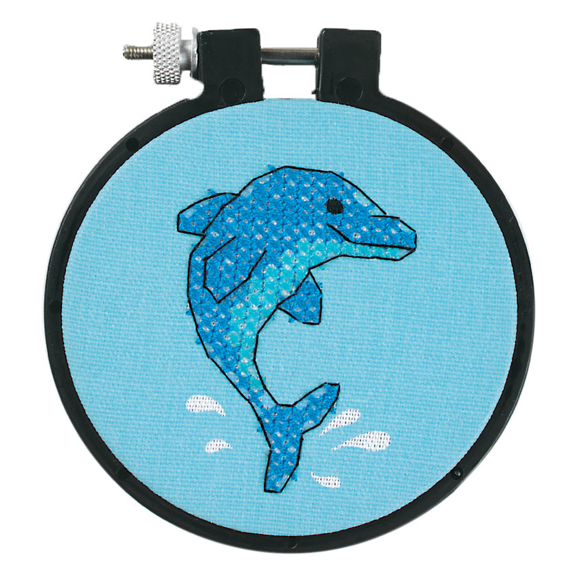 Stamped Cross Stitch Kit with Hoop: Learn-a-Craft: Dolphin Delight