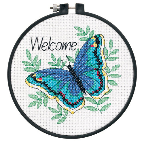 Learn-a-Craft: Counted Cross Stitch Kit with Hoop: Welcome Butterfly