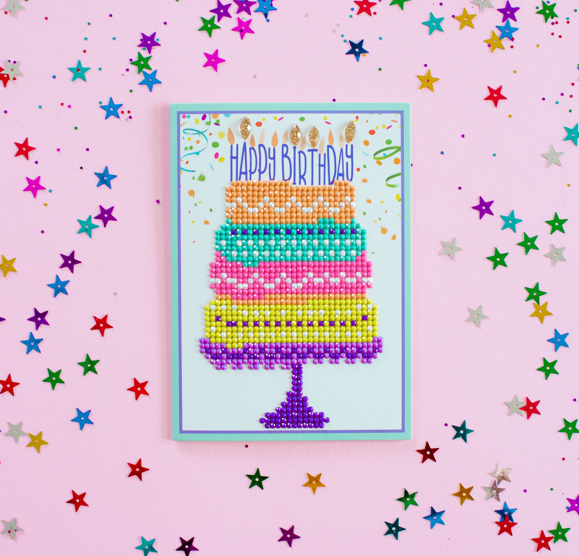 Diamond Painting Kit: Greeting Card Kit: Happy Birthday Cake
