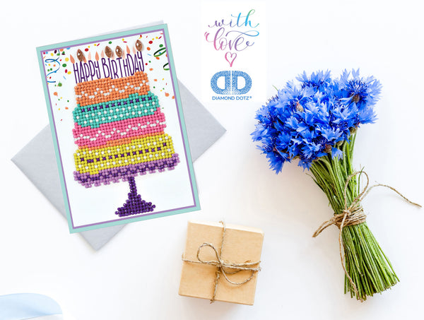 Diamond Painting Kit: Greeting Card Kit: Happy Birthday Cake