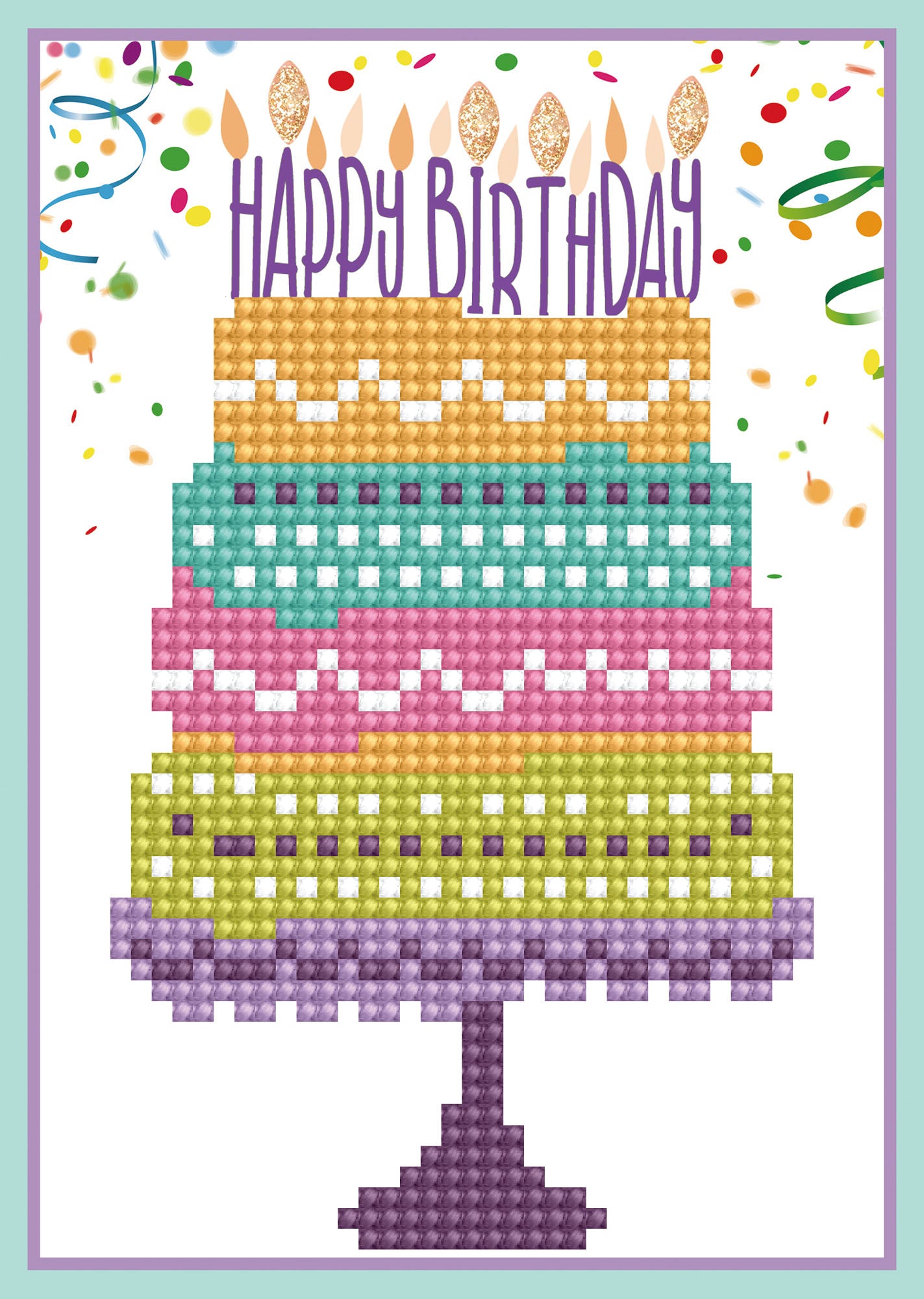 Diamond Painting Kit: Greeting Card Kit: Happy Birthday Cake