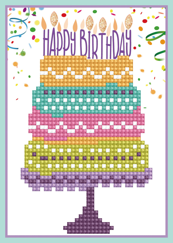 Diamond Painting Kit: Greeting Card Kit: Happy Birthday Cake