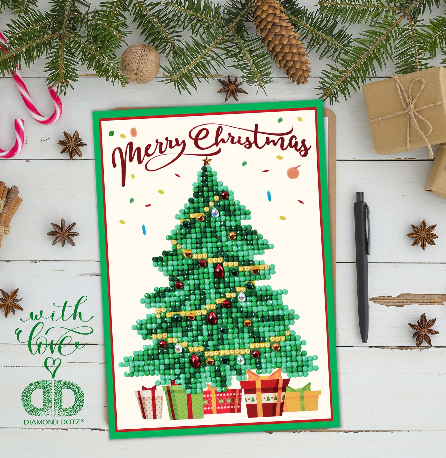Diamond Painting Kit: Greeting Card Kit: Merry Christmas Tree