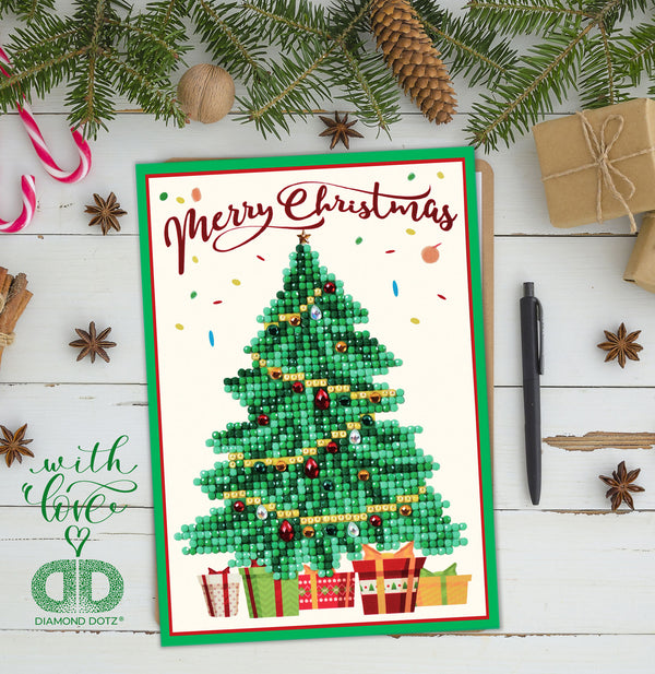 Diamond Painting Kit: Greeting Card Kit: Merry Christmas Tree