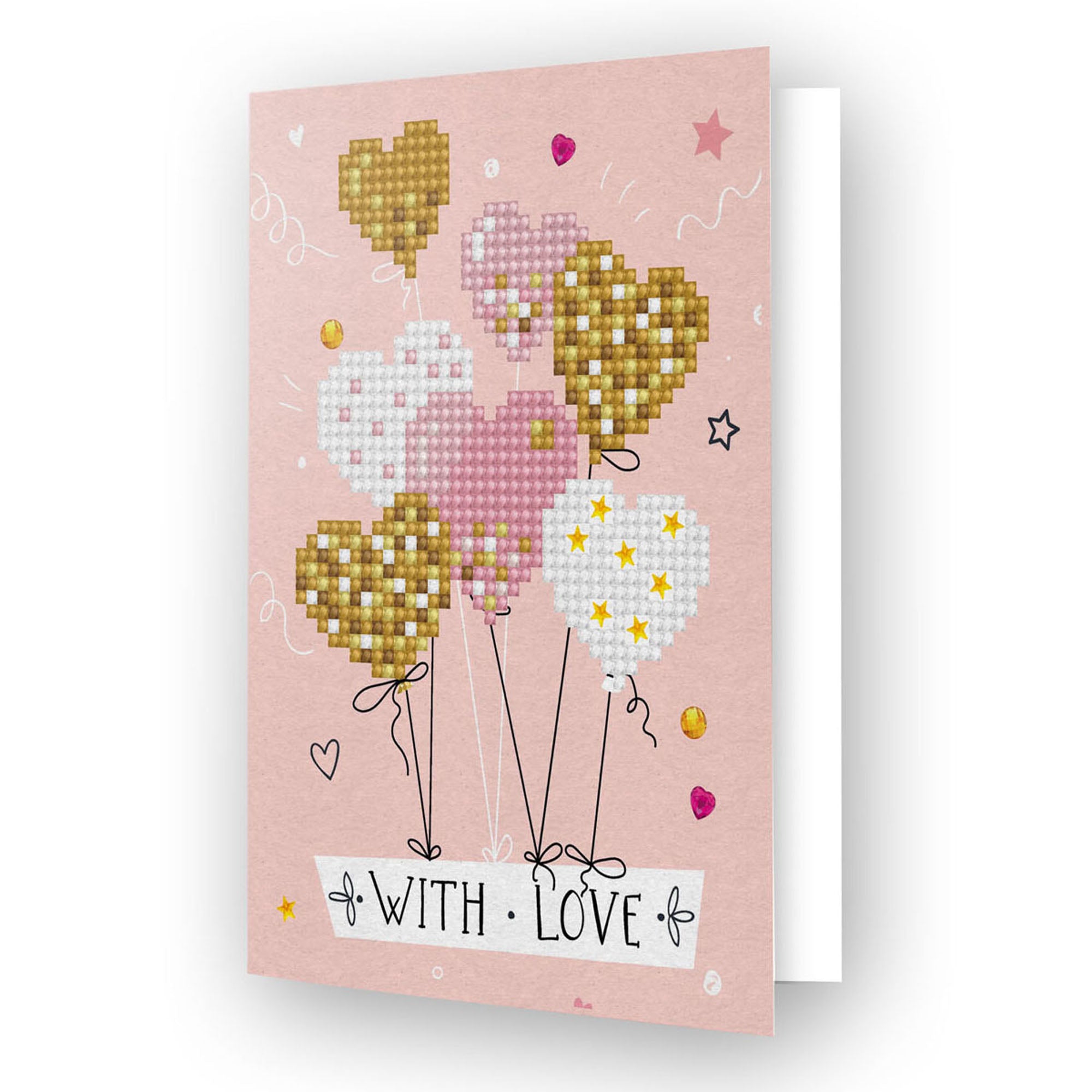 Diamond Painting Kit: Greeting Card Kit: Love Balloons