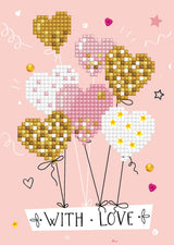 Diamond Painting Kit: Greeting Card Kit: Love Balloons