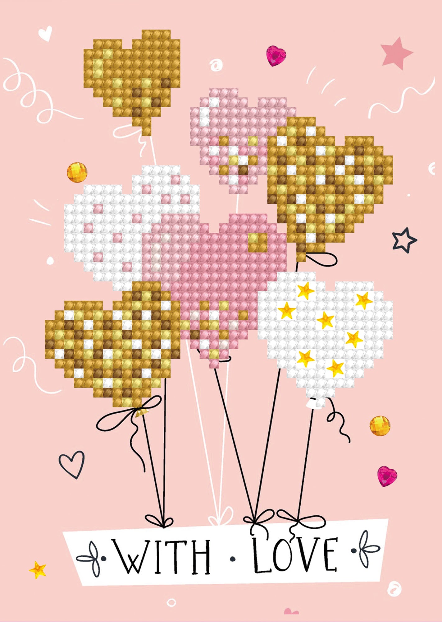 Diamond Painting Kit: Greeting Card Kit: Love Balloons