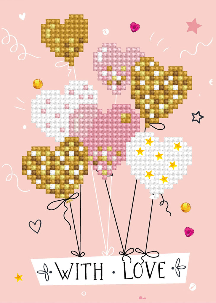 Diamond Painting Kit: Greeting Card Kit: Love Balloons