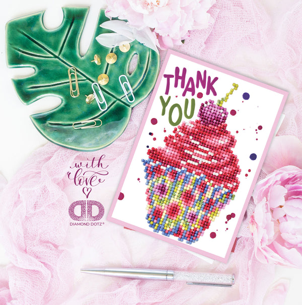 Diamond Painting Kit: Greeting Card Kit: Cup Cake Thank You