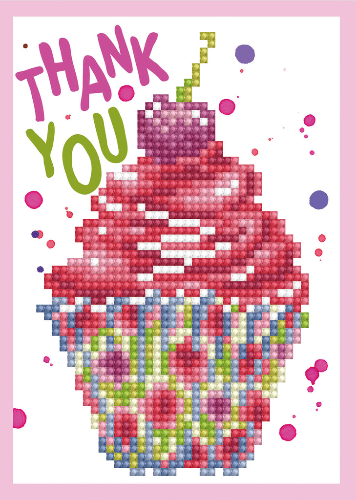 Diamond Painting Kit: Greeting Card Kit: Cup Cake Thank You