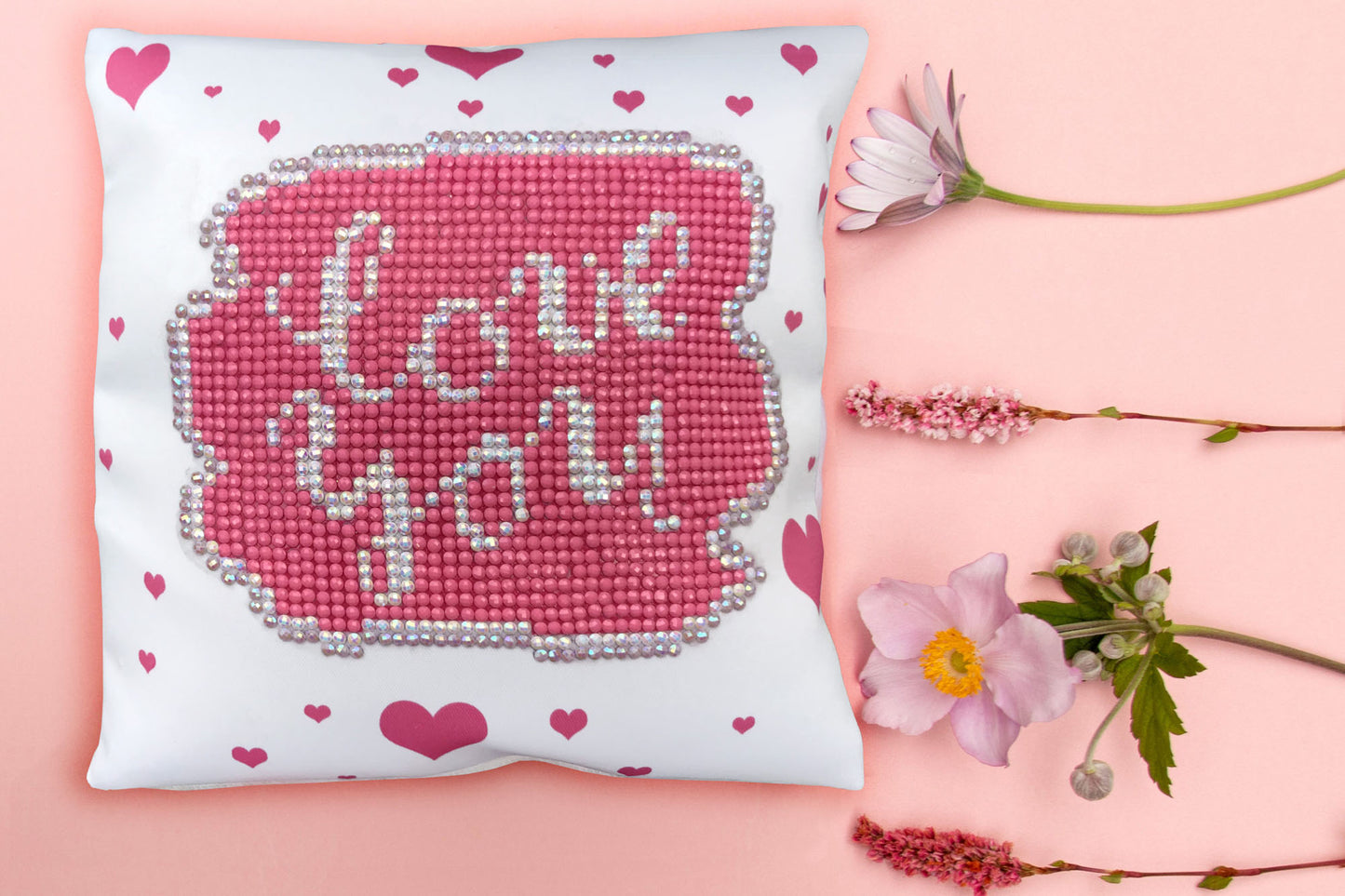 Diamond Painting Kit: Cushion: Love You