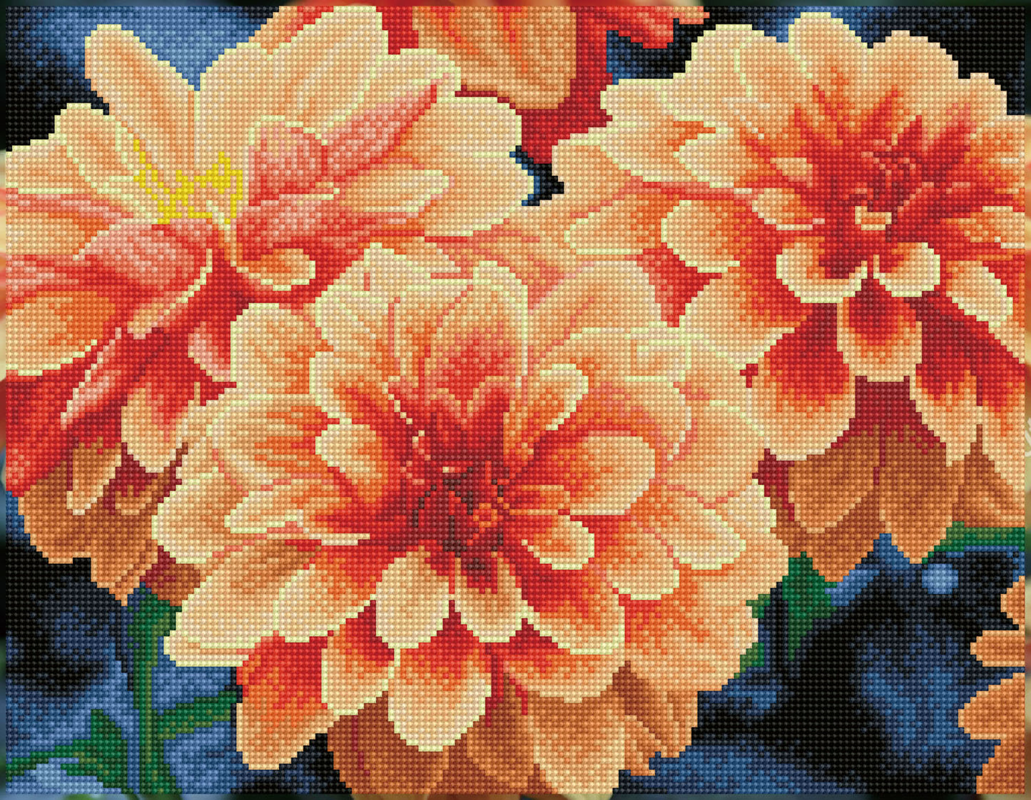 Diamond Dotz® Squares: Peach Dahlias