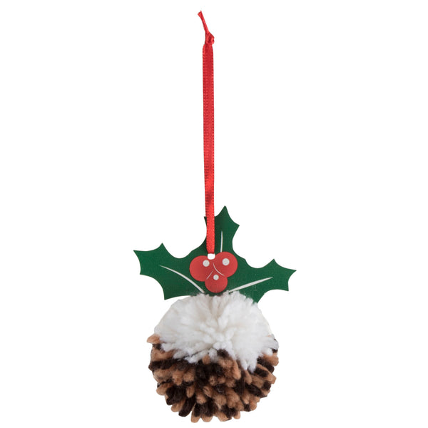 Pom Pom Decoration Kit: Christmas Pudding: Pack of 4